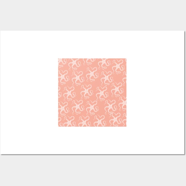 spiny brittle starfish aloha print ocean hawaii pattern light pink and white Wall Art by maplunk